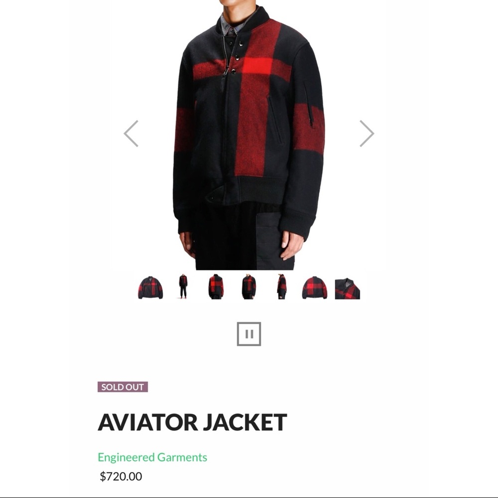 ENGINEERED GARMENTS WOOL AVIATOR JACKET SZ XL